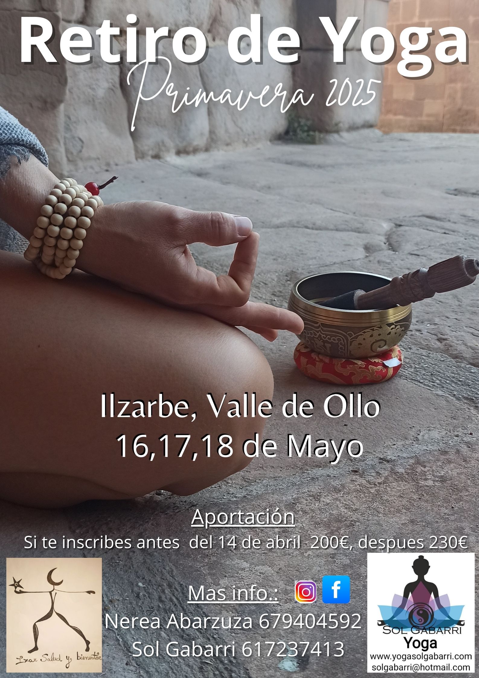 Este es nuestro 6to retiro y seguimos cumpliendo un sueño que tuvimos con Nerea. Nuestro mayor deseo es crear un espacio abierto para compartir la practica del yoga y otros métodos de autocuidados. Las actividades que organizamos suelen surgir de la inspiración que nos da la energía del lugar, la estación del año, el entorno y las necesidades que nos transmiten nuestras alumnas. Cada edición nos sorprenden las que participan con sus aportaciones tanto con sus conocimientos, experiencias y destrezas. Todas aportamos para que sea un momento único e inigualable. Te animamos a que vengas a vivir un fin de semana diferente lleno de momentos emocionantes y te recargues de esta bella energía.